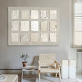 Wabi-Sabi Textured Neutral Tone Grid Oil Painting