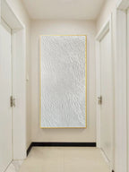 Vertical White Feather Texture Wall Art Minimalist Wabi Sabi