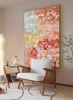 Textured Pixel Color Block Oil Painting Gradient Pink