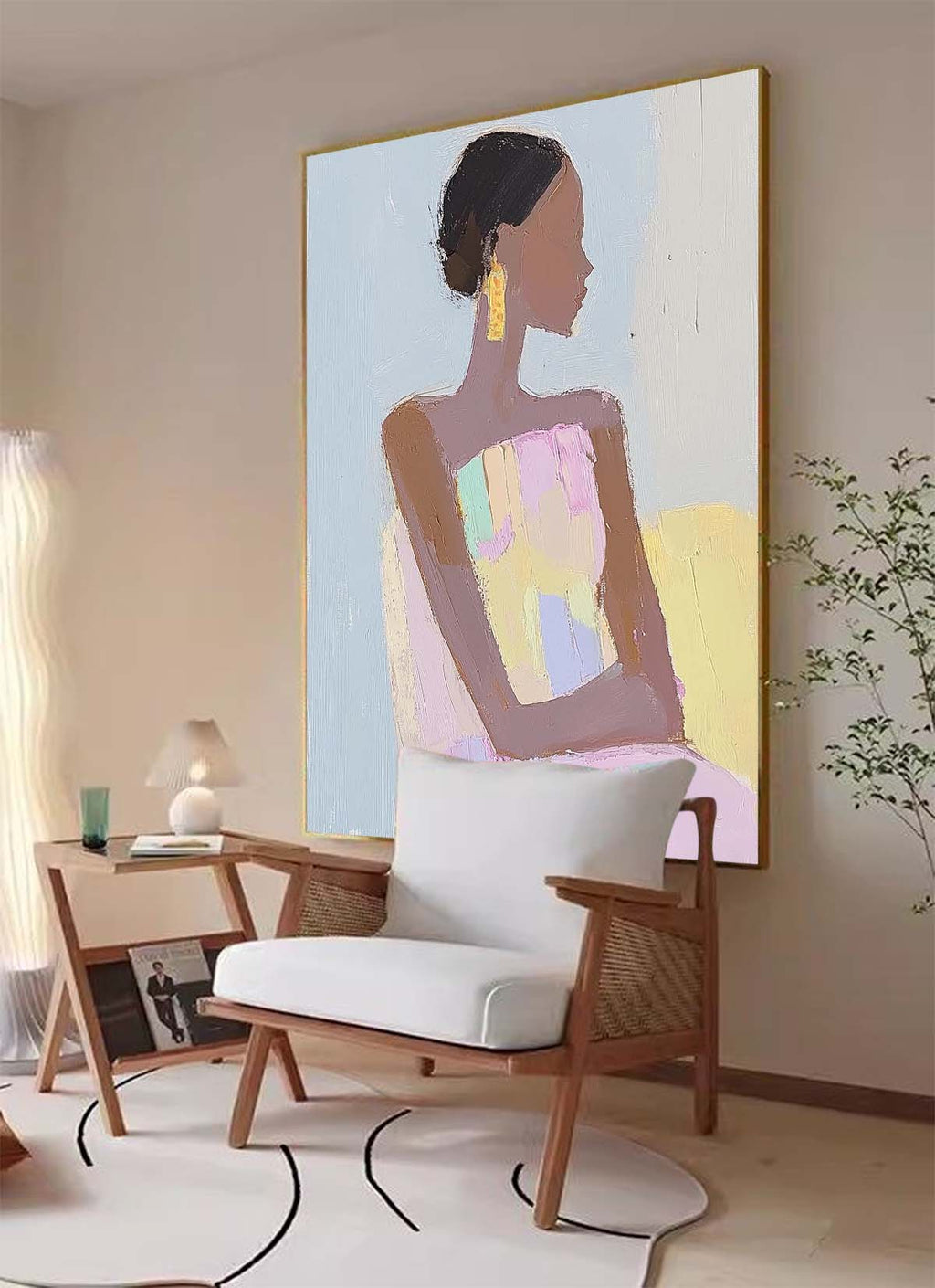 Figurative Painting Serene Woman Modern Wall Art