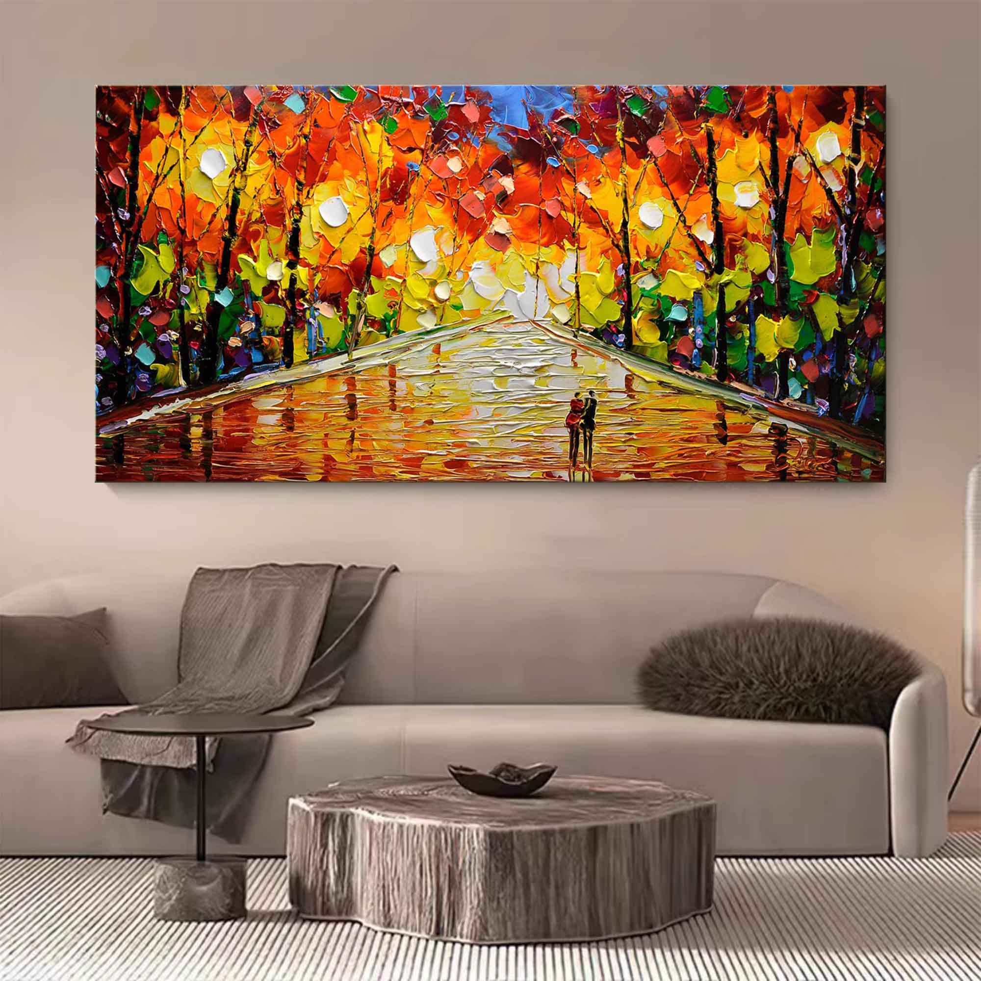 Autumn Walk Impasto Landscape Painting