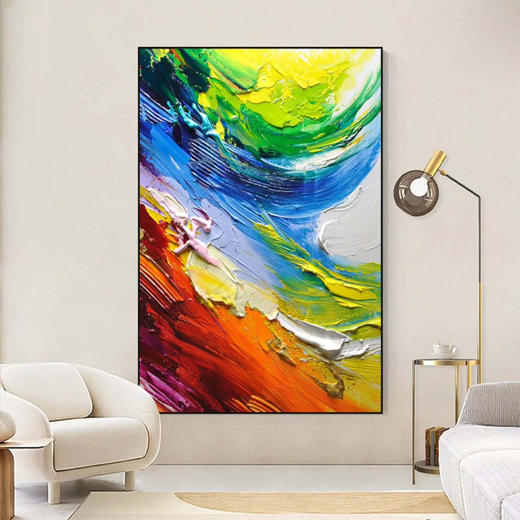 Vibrant Color Wave Impasto Painting
