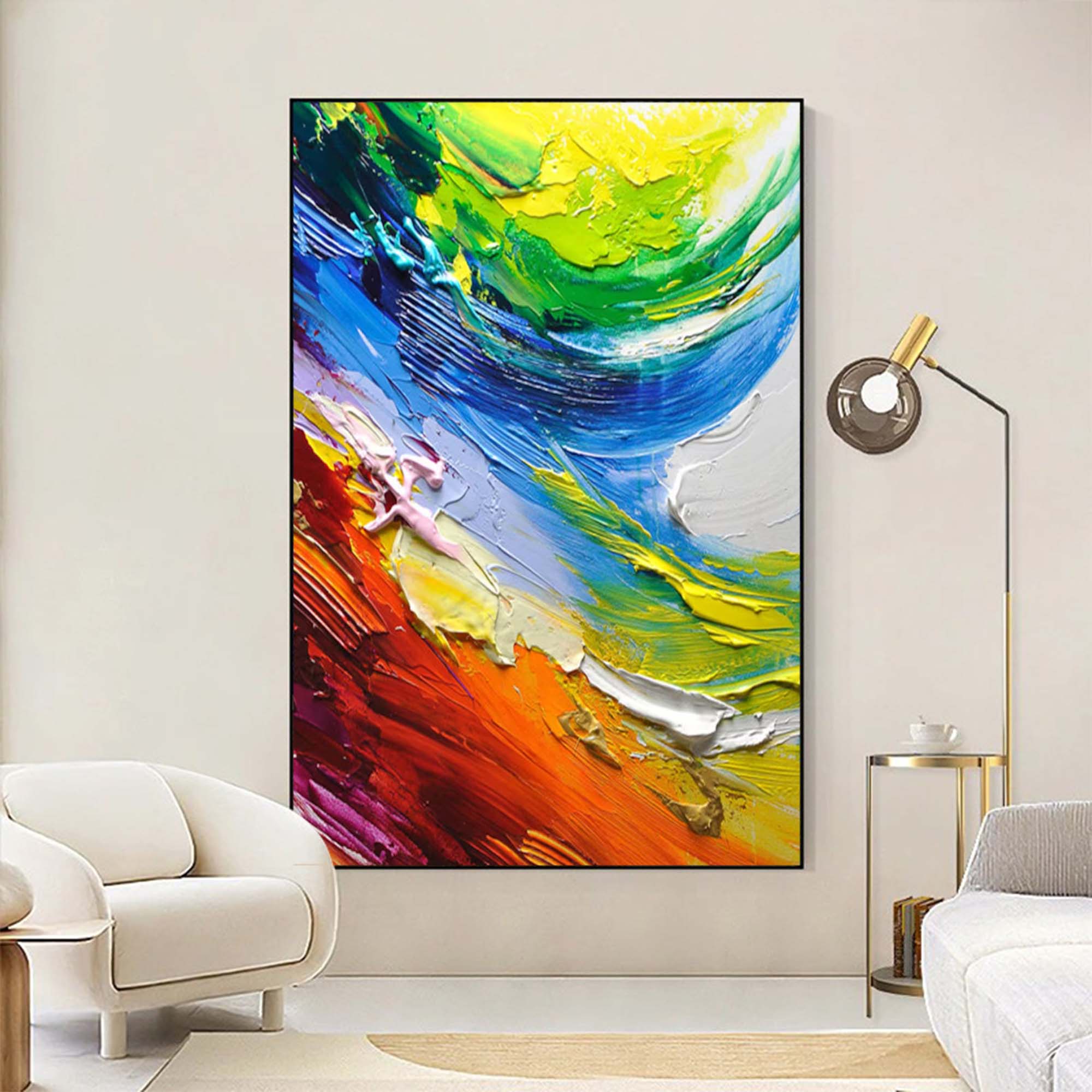 Vibrant Color Wave Impasto Painting