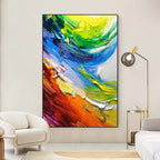 Vibrant Color Wave Impasto Painting