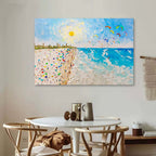 Vibrant Coastal Beach Day Impasto Painting