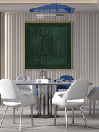 Deep Emerald Textured Vertical Strip Abstract Oil Painting