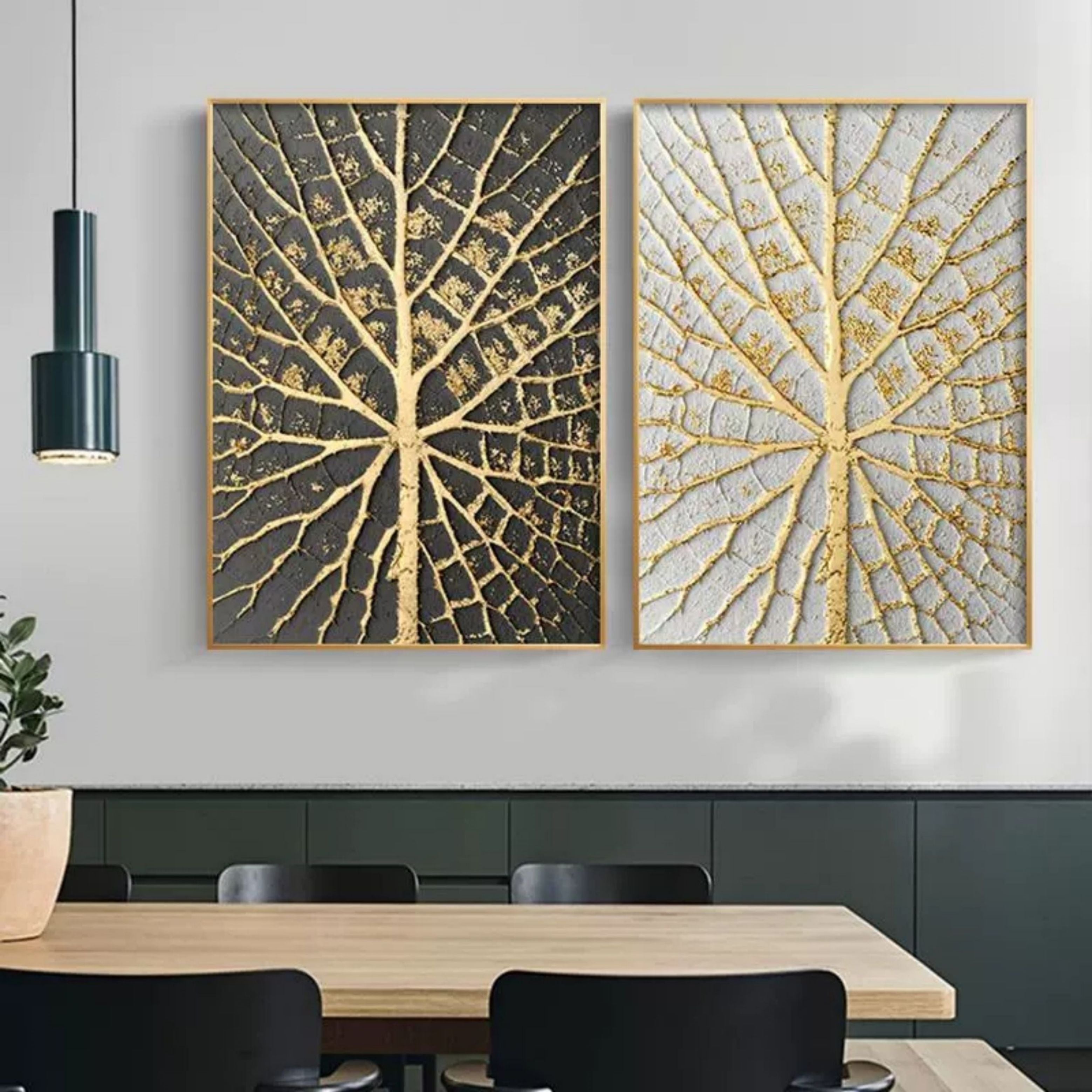 Gilded Vein Tree Impasto Painting