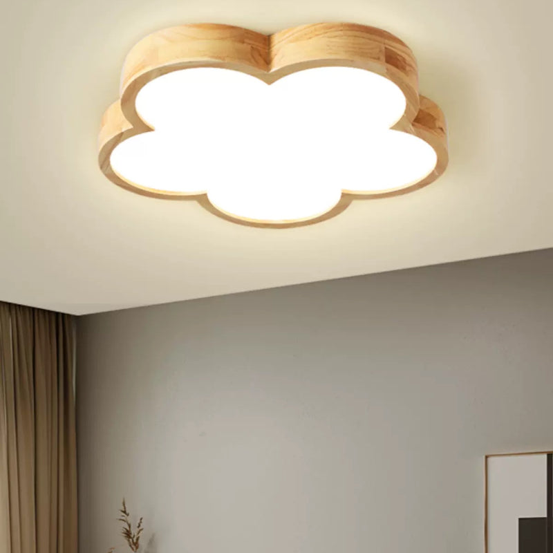 Aria Modern Flush Mount Ceiling Light Wood Living Room/Bedroom