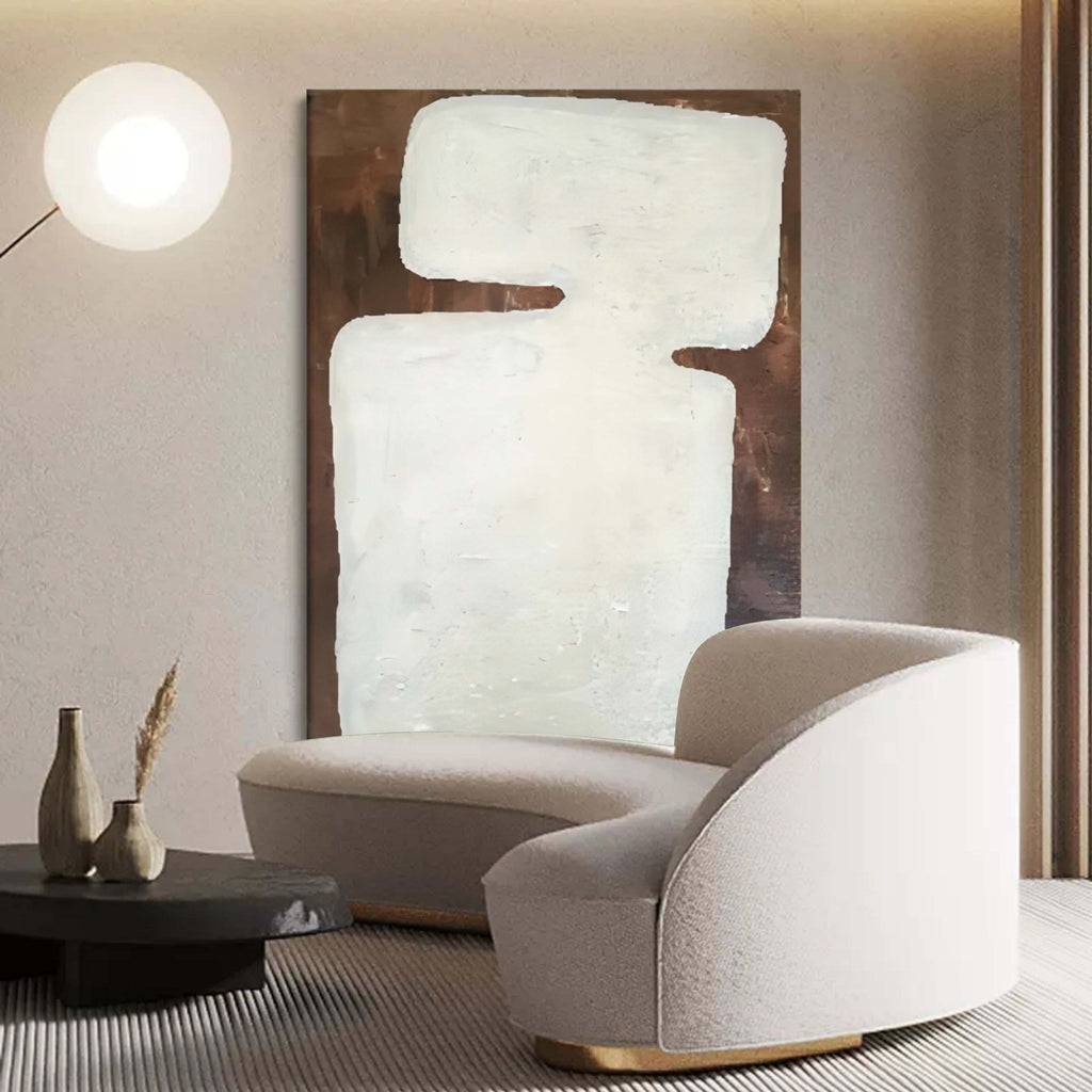 Minimalist White Abstract Oil Painting