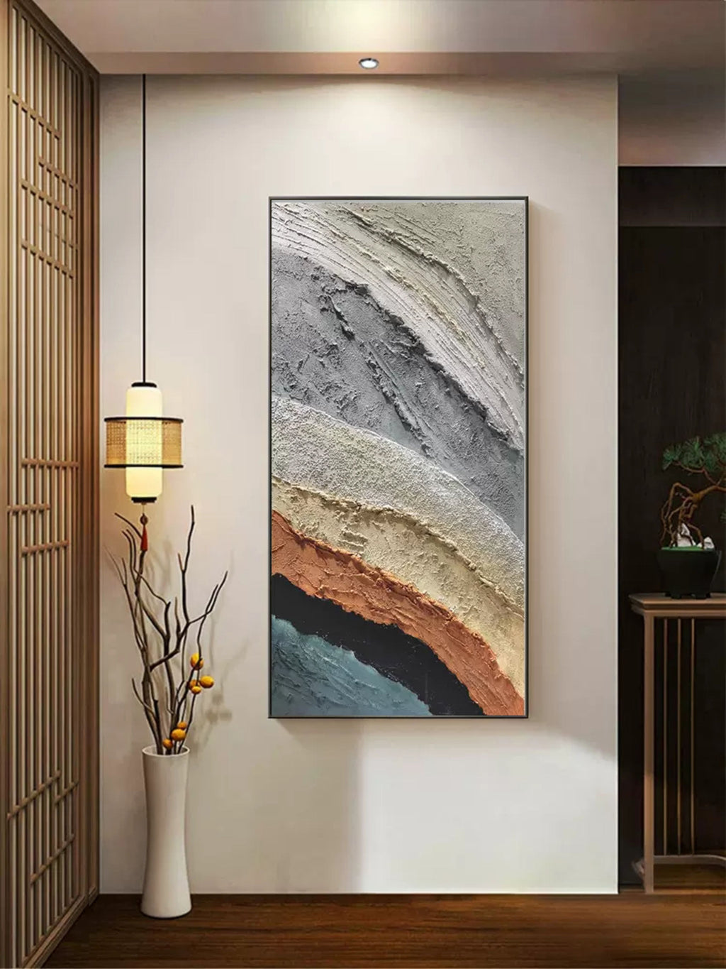 Textured Earth Tone Wave Oil Painting
