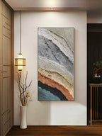 Textured Earth Tone Wave Oil Painting