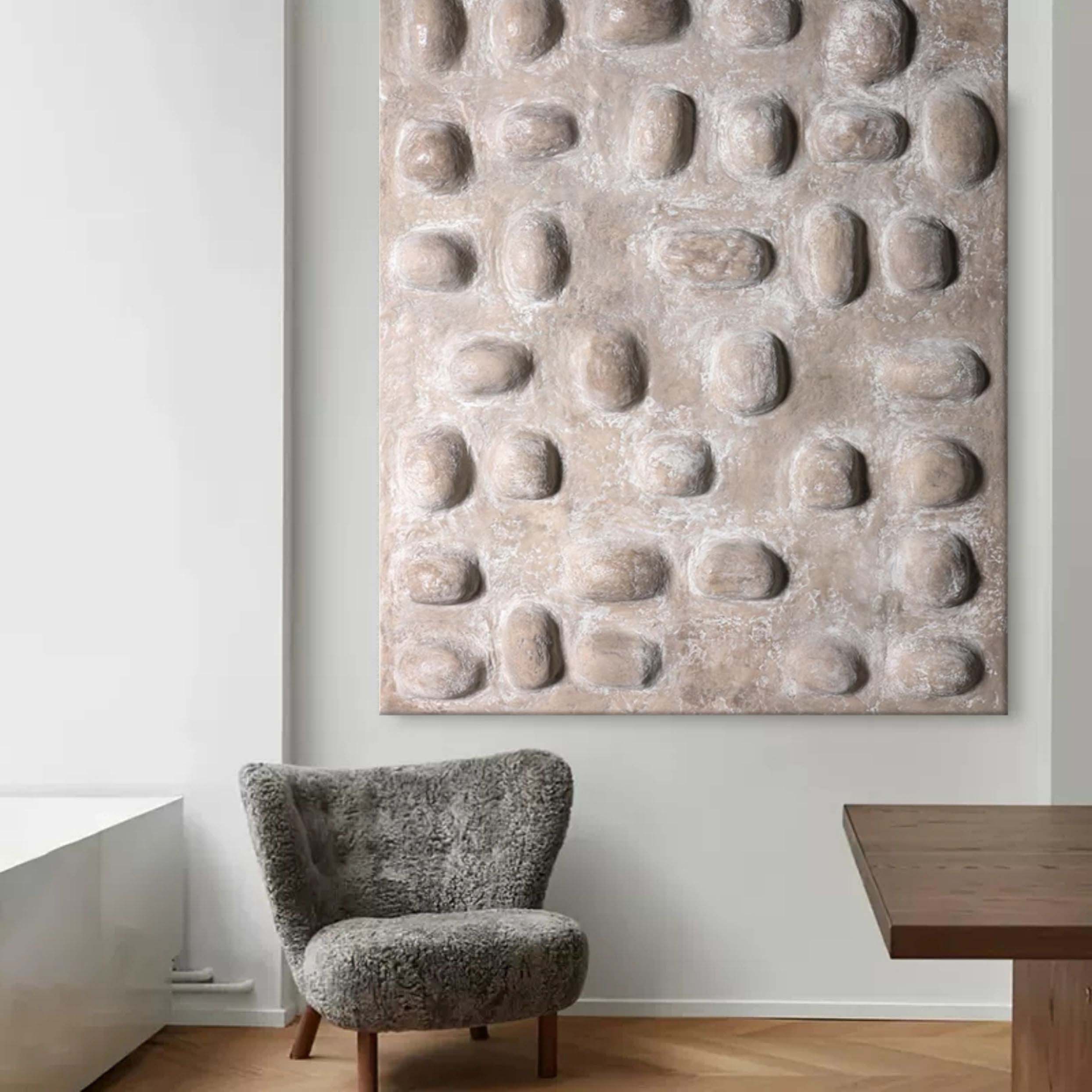 Wabi-Sabi Pebble Relief Texture Painting