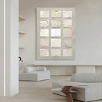 Wabi-Sabi Textured Neutral Tone Grid Oil Painting