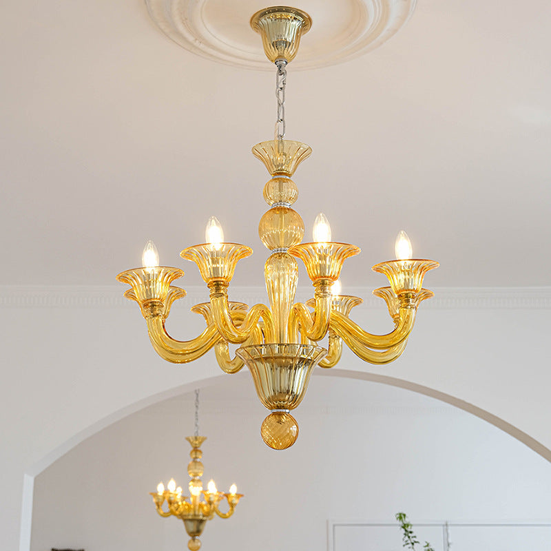 Silva   Chandelier Retro Glass  Yellow&Green&Clear