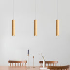 Muto Cylindrical Wood Pendant Light, for Bedroom & Kitchen Island