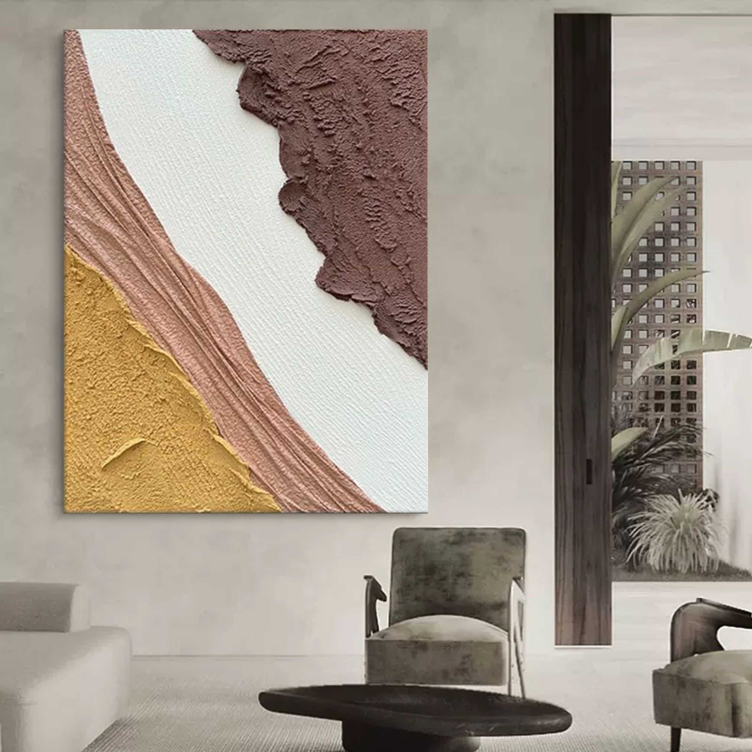 Plaster Warm Tone Block Textured Wall Art
