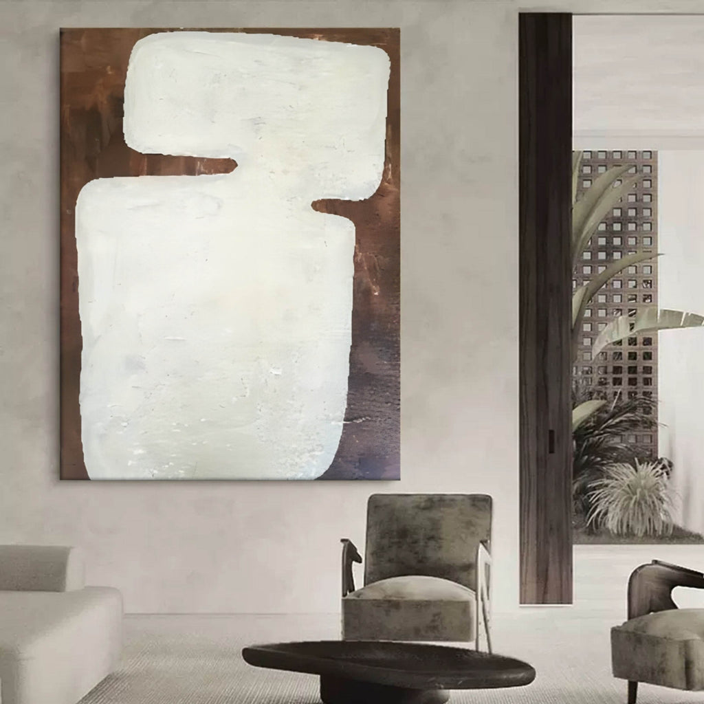 Minimalist White Abstract Oil Painting