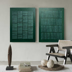 Deep Teal Textured Geometric Diptych Oil Painting