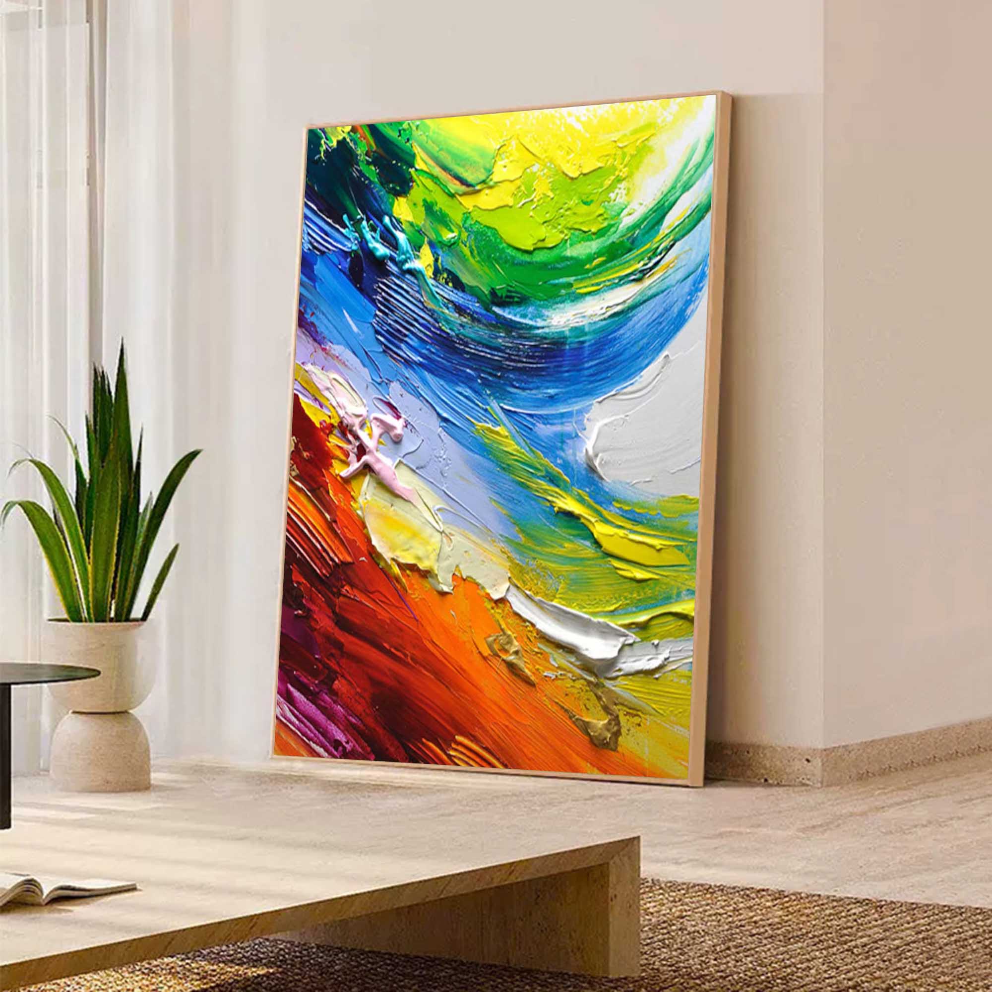 Vibrant Color Wave Impasto Painting
