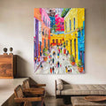 Vibrant Mediterranean Street Painting Impasto Textured