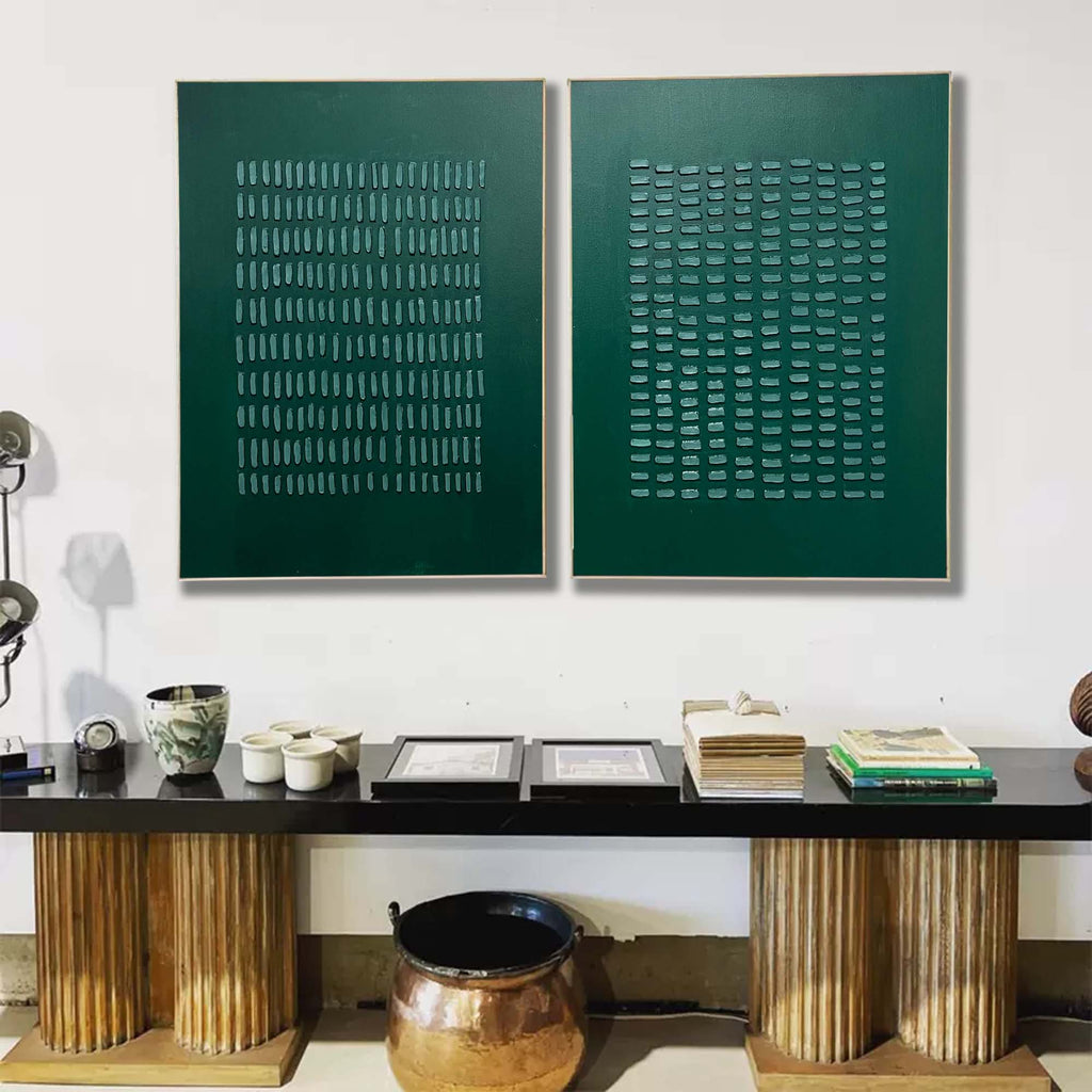 Wall Art Abstract Minimalism Modern Geometric Emerald Green