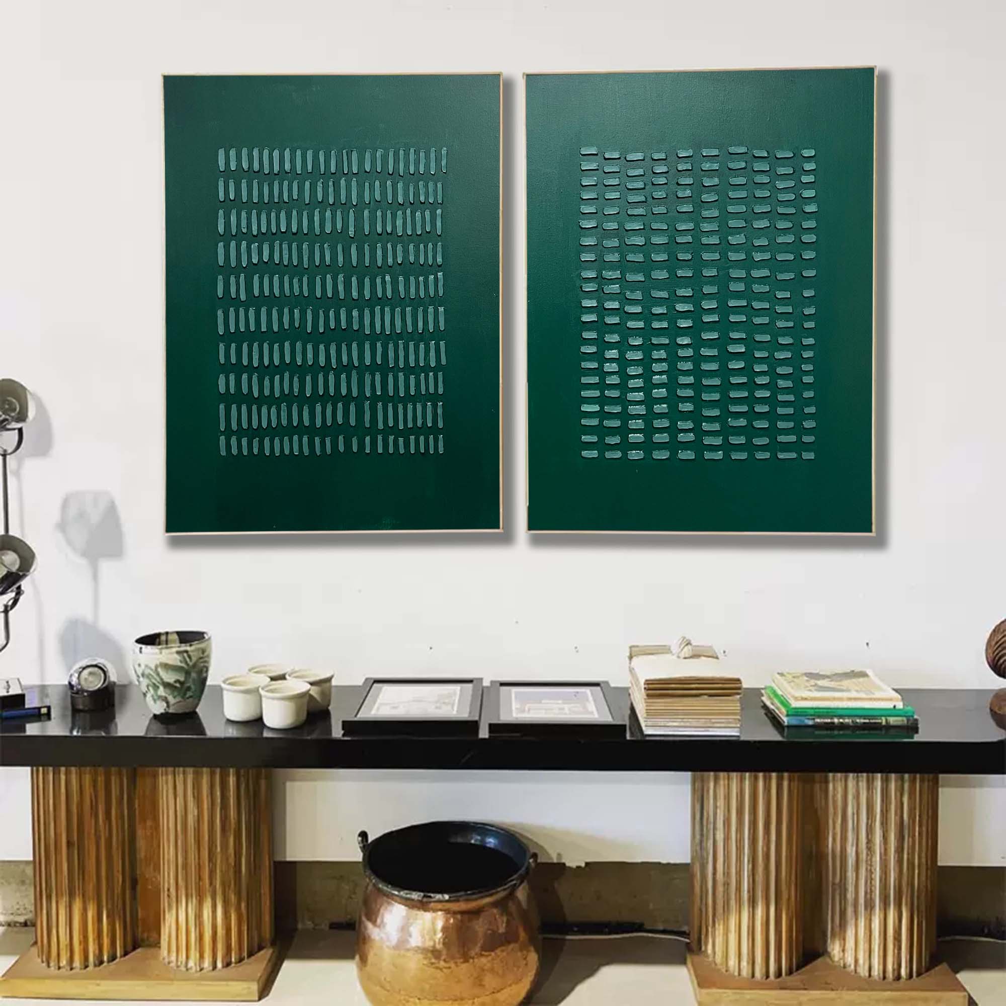Wall Art Abstract Minimalism Modern Geometric Emerald Green