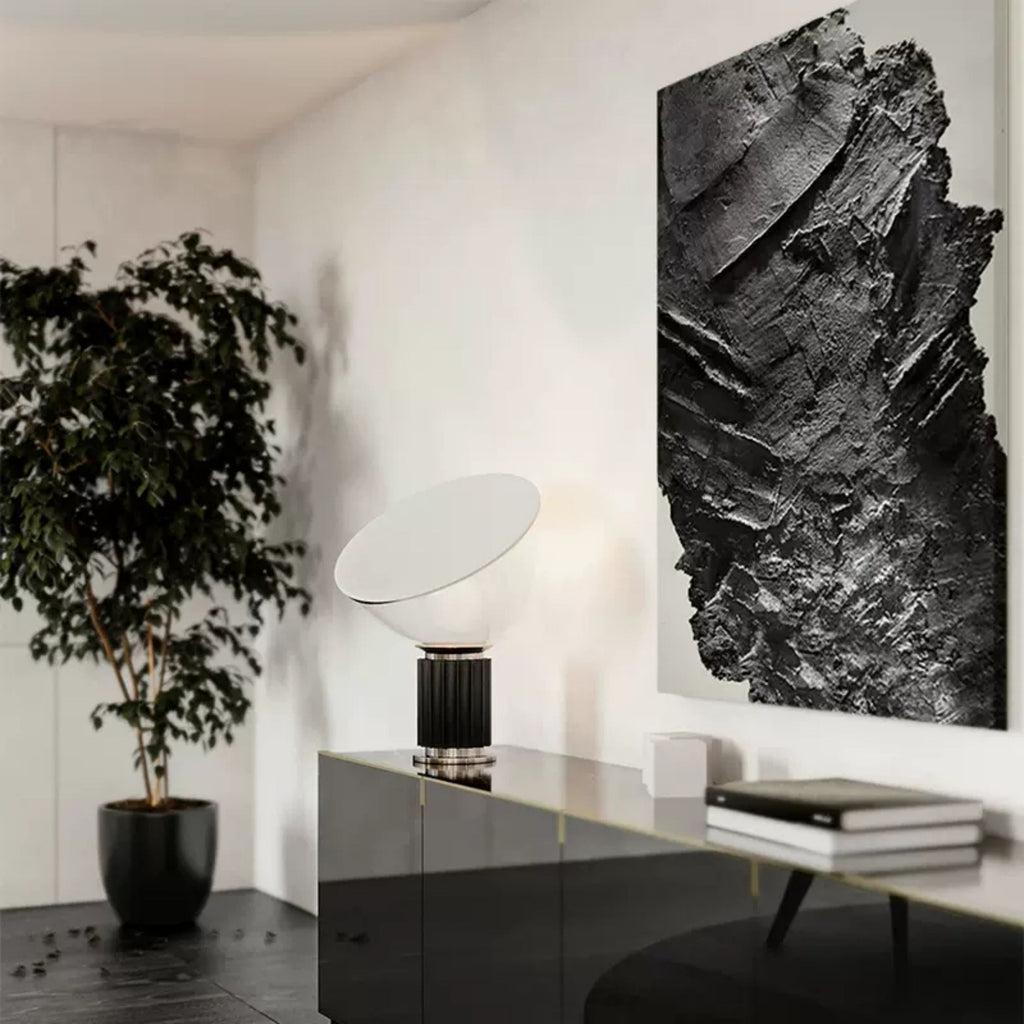 Plaster Art Textured Black Abstract Vertical Painting