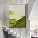 Soft Green Textured Mountain Landscape Wall Art