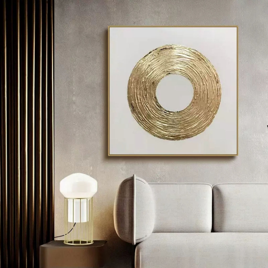 Gold Textured Ring Minimalist Abstract Oil Painting