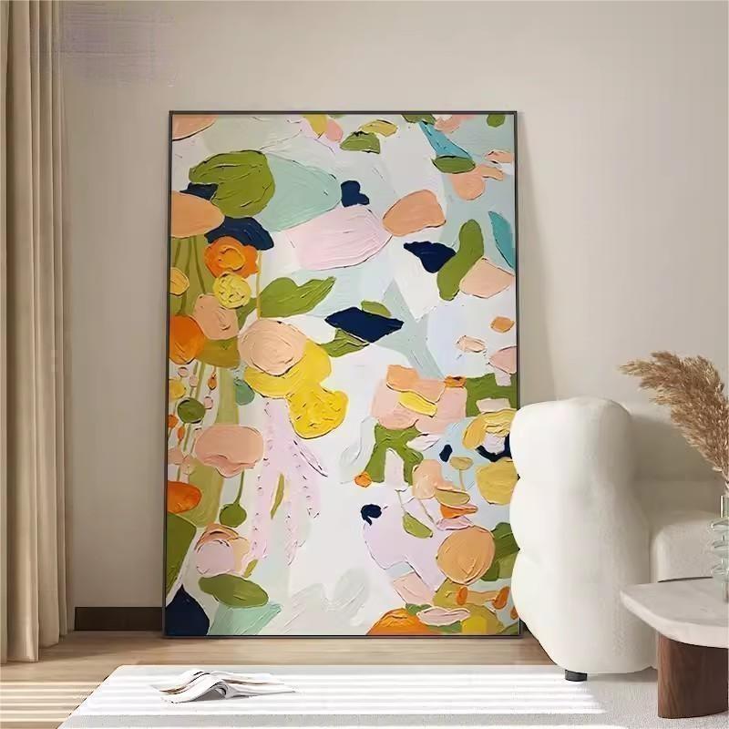 Textured Floral Impasto Painting Vibrant Pastels