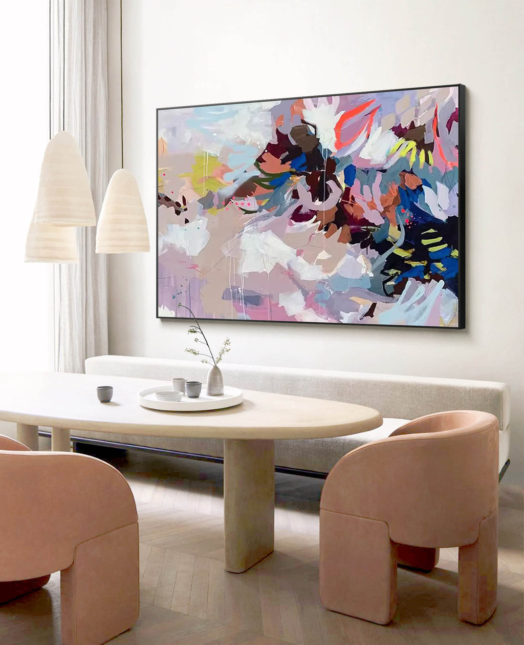 Contemporary Floral Painting Soft Pastel Bold