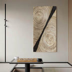 Neutral Wood Grain Textured Vertical Painting