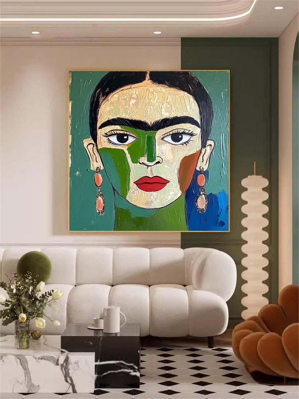 Modern Frida Kahlo Portrait Oil Painting
