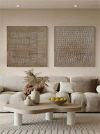 Geometric Textured Diptych Art Oil Painting
