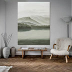 Serene Misty Mountain Landscape Painting