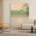 Wabi-Sabi Wall Art Soft Pastel Lake Landscape