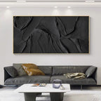 3D Textured Black Wall Art Impasto Painting