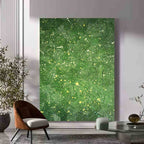 Lush Green Textured Geometric Oil Painting