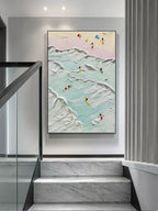 Aerial Beach Scene 3D Impasto Painting