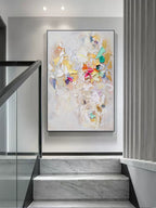 Vibrant Floral Impasto Painting Colorful Textured Wall Art