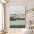 Serene Misty Mountain Landscape Painting