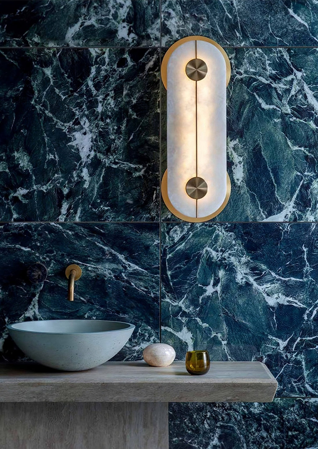 Selene Alabaster Wall Light Brass