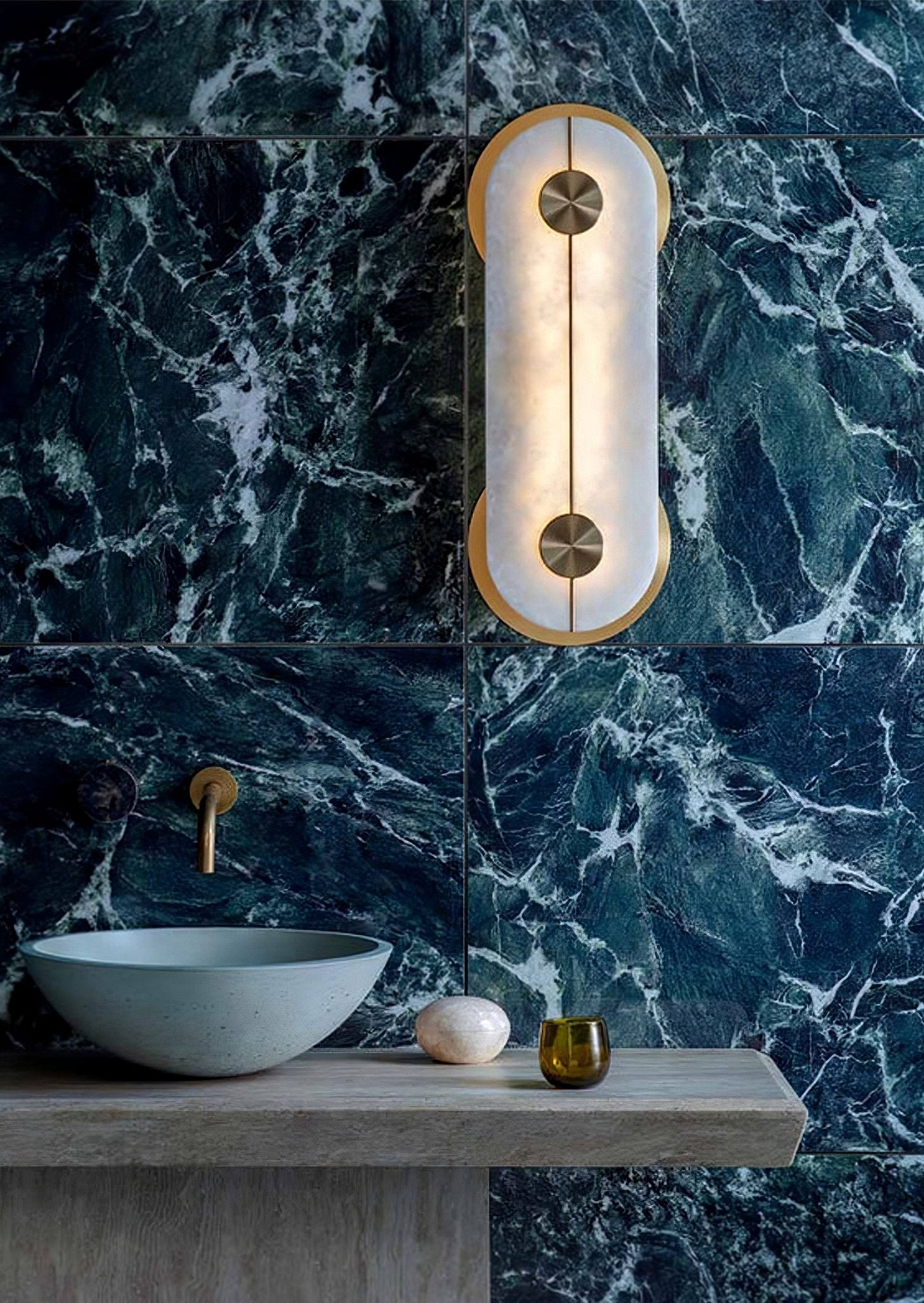 Selene Alabaster Wall Light Brass