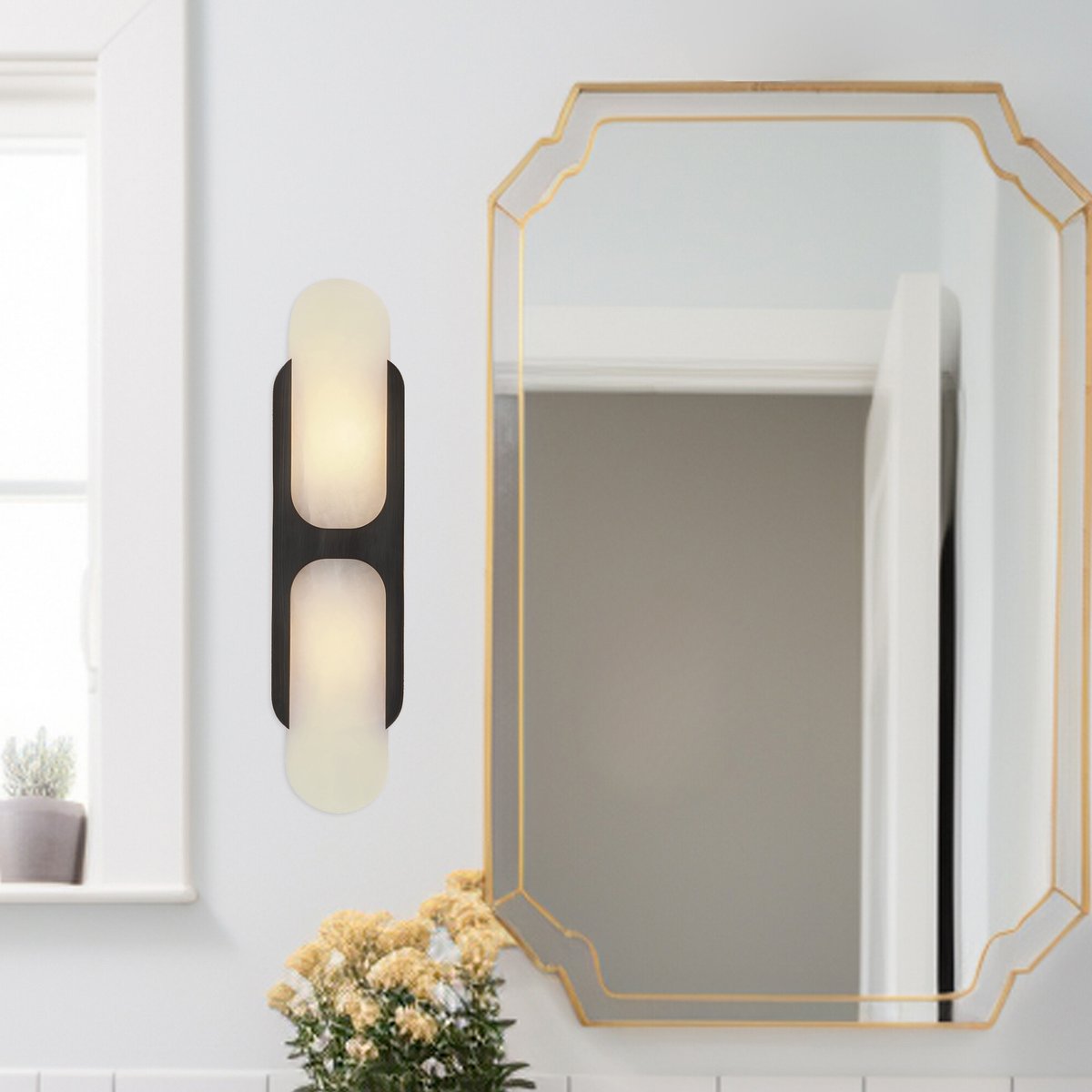 Ulthaora Double Globe Alabaster Wall Light
