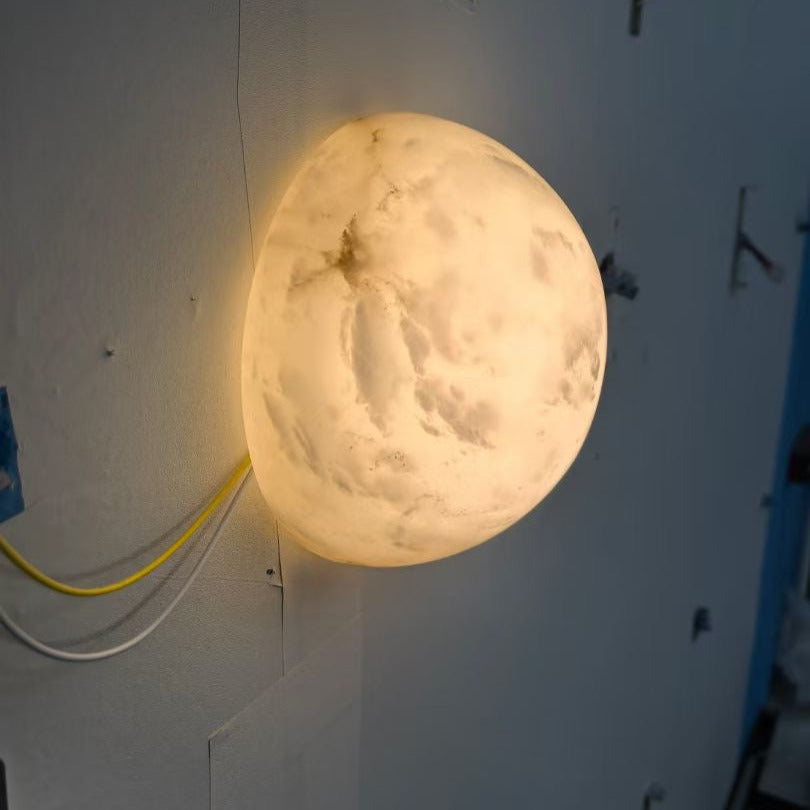 Grex Minimalist Round Alabaster Wall Lamp