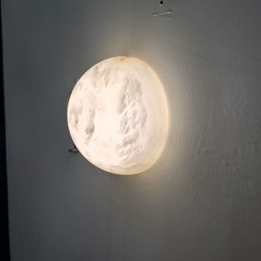 Grex Minimalist Round Alabaster Wall Lamp