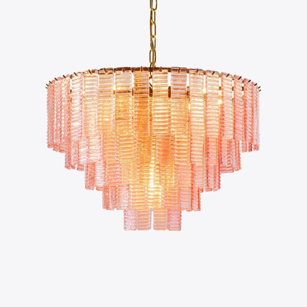 Aurora Chandelier Pink Murano Glass Layered Vintage Luxury