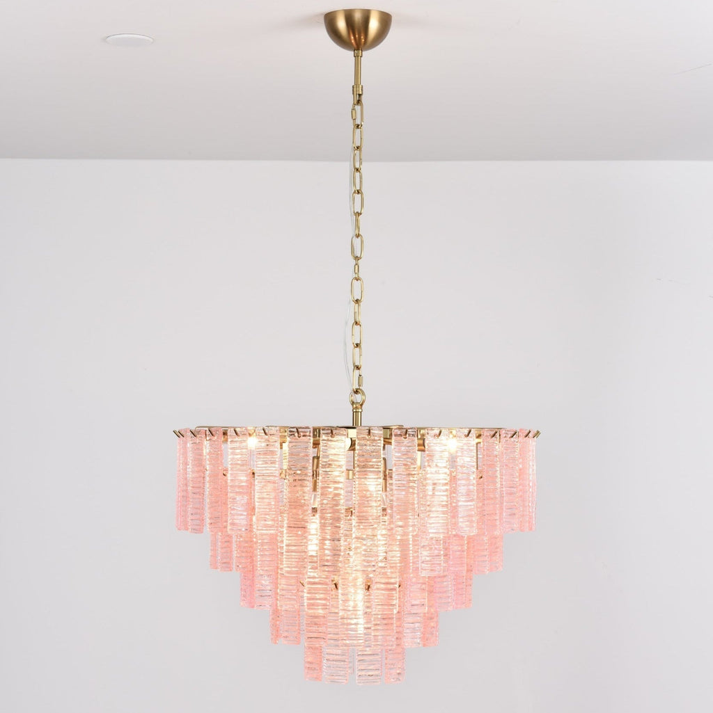 Aurora Chandelier Pink Murano Glass Layered Vintage Luxury