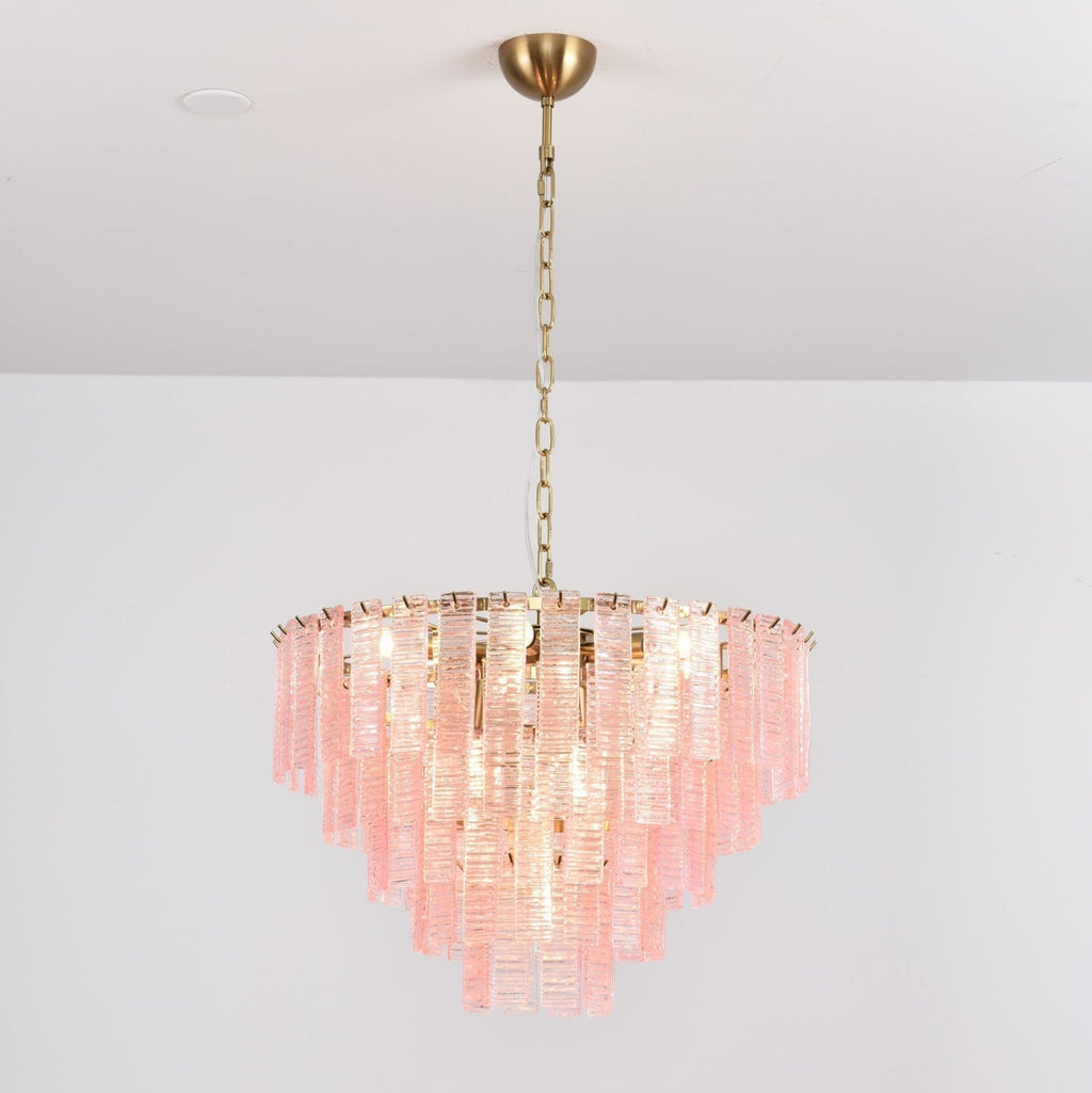 Aurora Chandelier Pink Murano Glass Layered Vintage Luxury