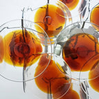 Aurora Chandelier Murano Glass  Mid Century Nickel & Orange